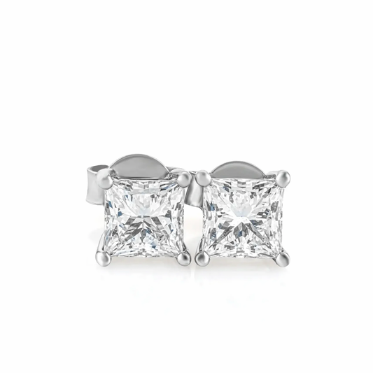 Princess cut stud earrings