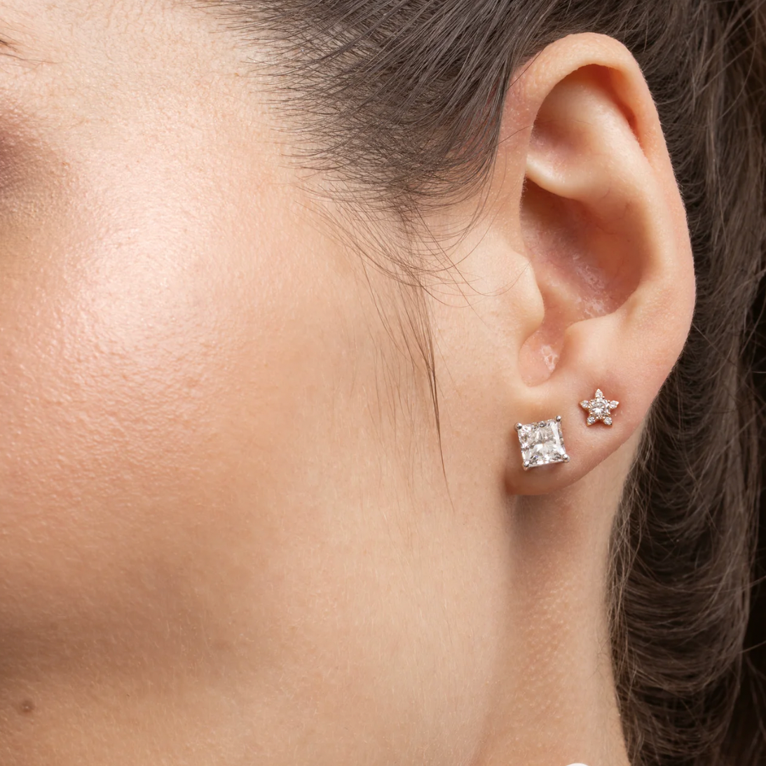 Princess cut stud earrings