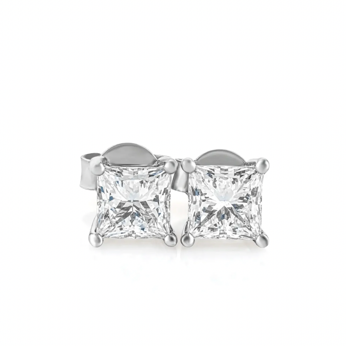 Princess cut stud earrings