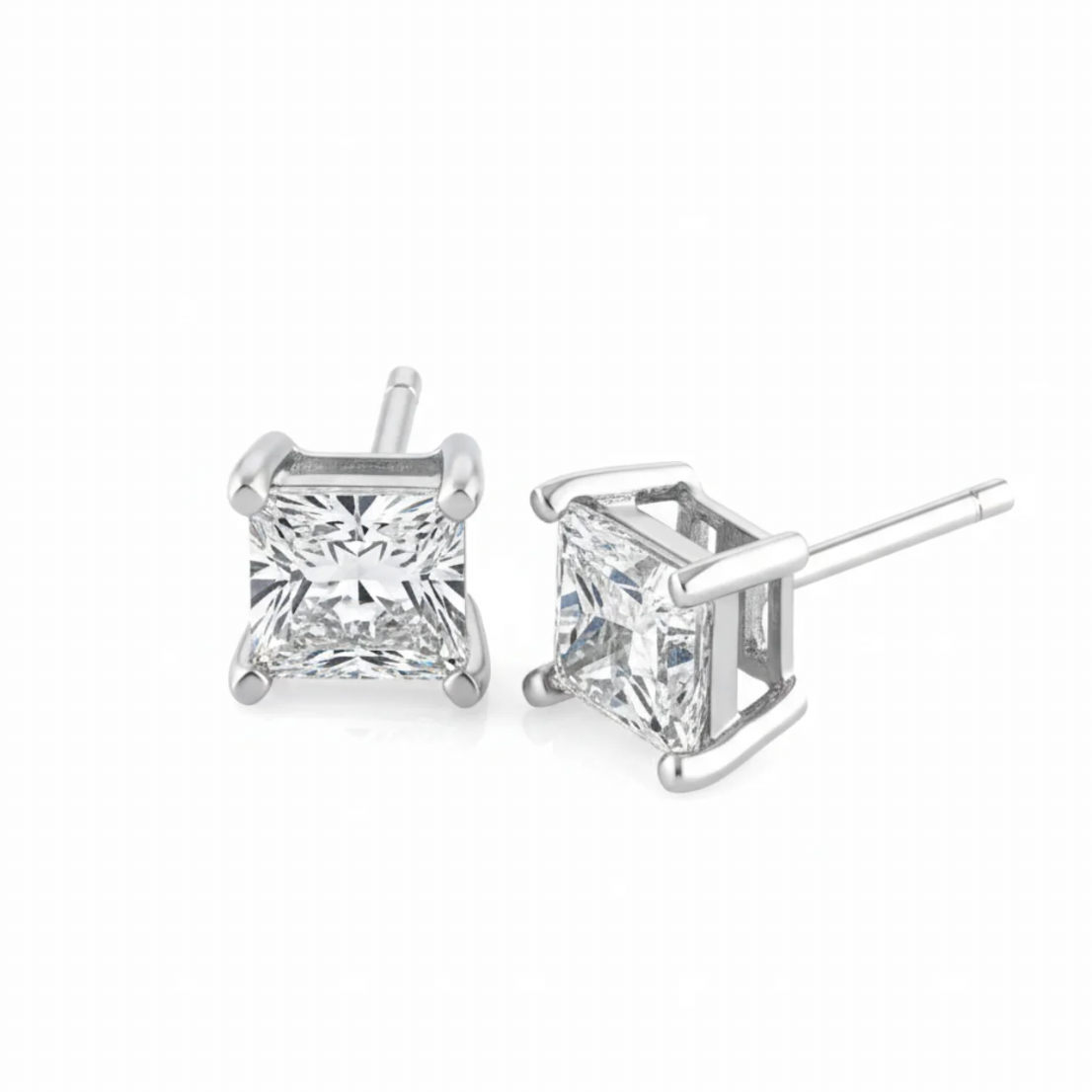 Princess cut stud earrings